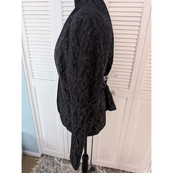 Coldwater Creek Blazer Women's L 14-16 Navy Jacquard Jacket Metallic Retro Glam - Picture 7 of 15